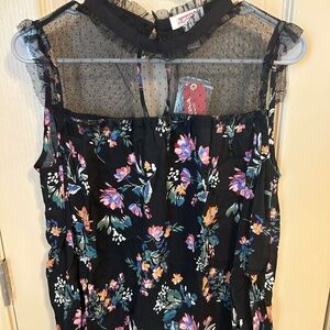 Black Floral Sleeveless Top